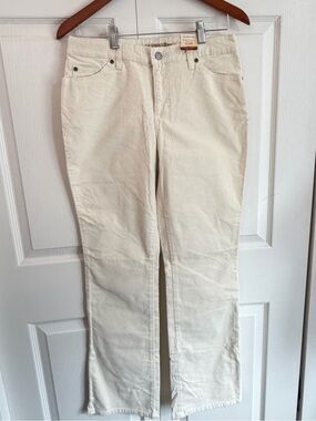 St. John’s Bay Secretly Slender Corduroy Pants Size 10 Ivory Bootcut Stretch NWT